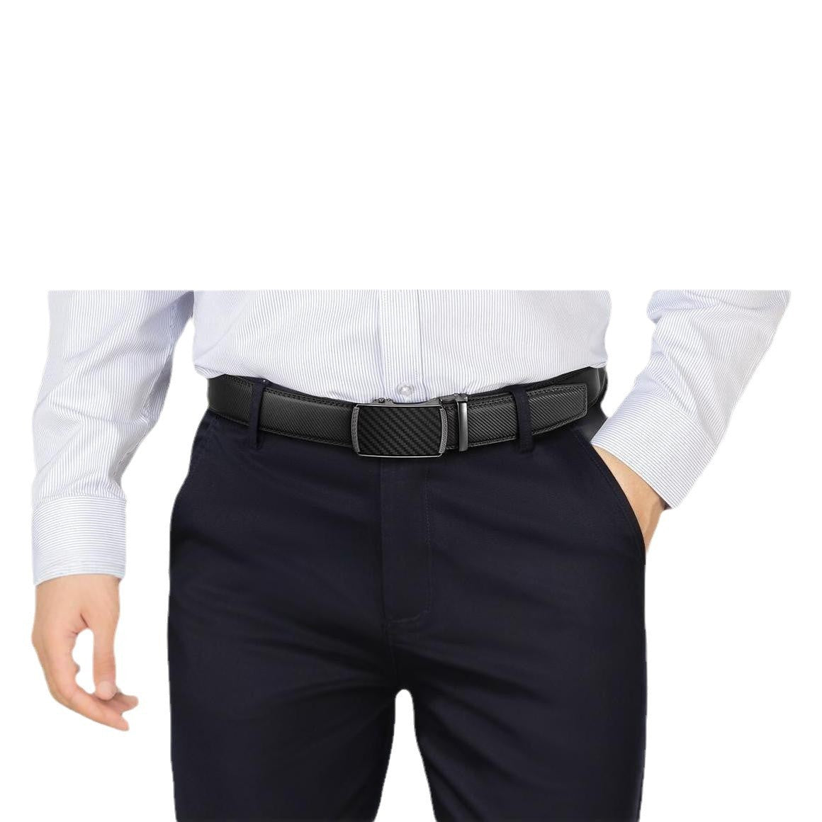 Men's Leather Belt Versatile Cowhide Automatic Buckle - EBS PLATFORM INC.