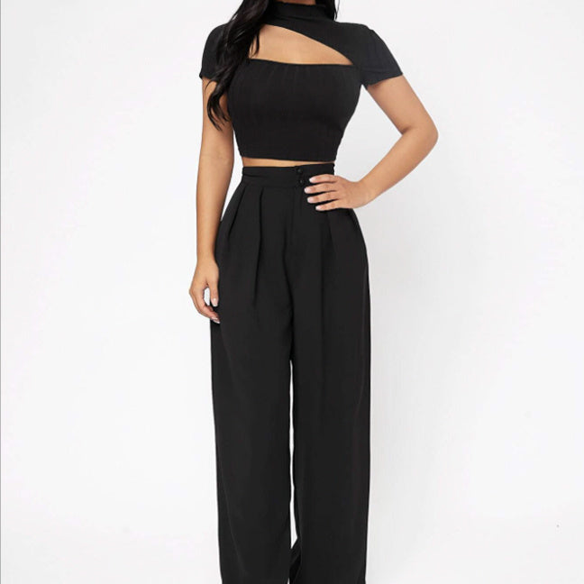 Ladies' Solid Color New Fashionable Commuting Loose Comfortable Button Down Pants