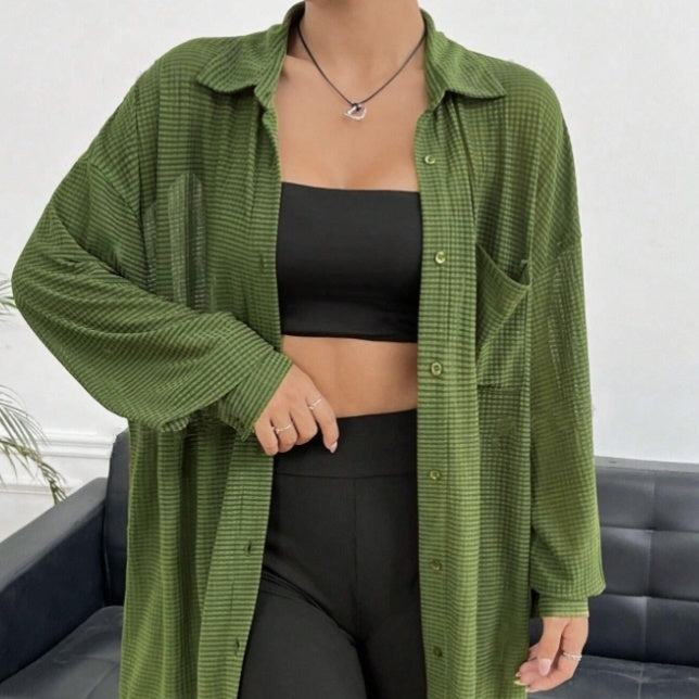 Ladies' Solid Color Lapel Button Fashionable Versatile Shirt