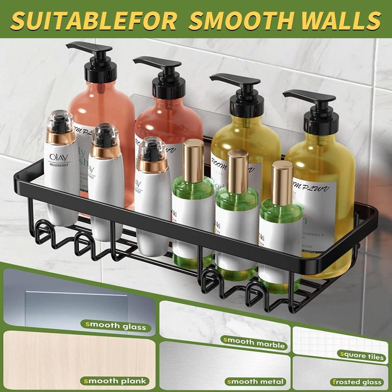 Heavy-duty Wall-mounted Shower Shelf Storage Accessories, Including Soap Dish And Toothbrush Holder, Suitable For Bathroom, Home And Kitchen, Black - EBS PLATFORM INC.