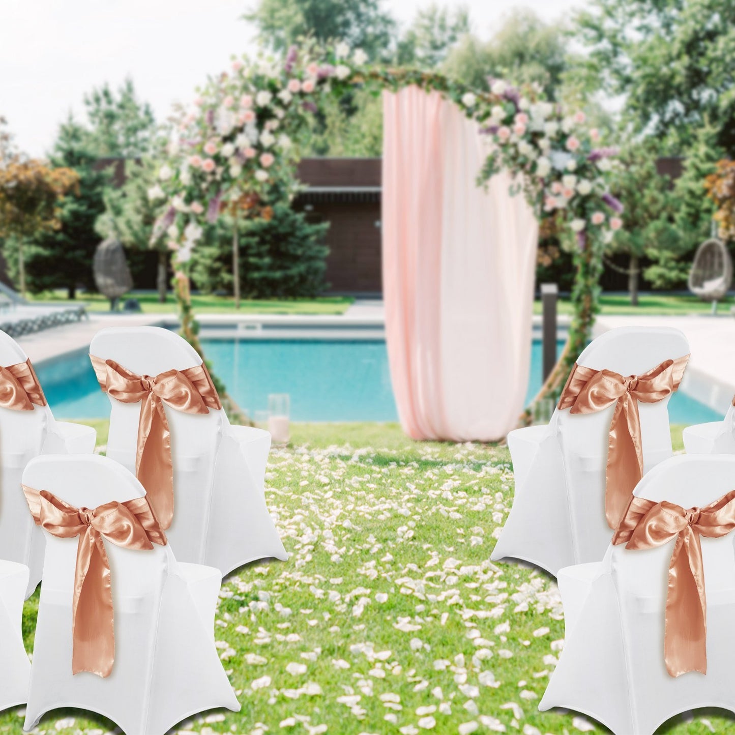 VEVOR White Stretch Spandex Chair Covers - 12 PCS, Folding Kitchen Chairs Cover, Universal Washable Slipcovers Protector, Removable Chair Seat Covers, For Wedding Party Dining Room Banquet Event