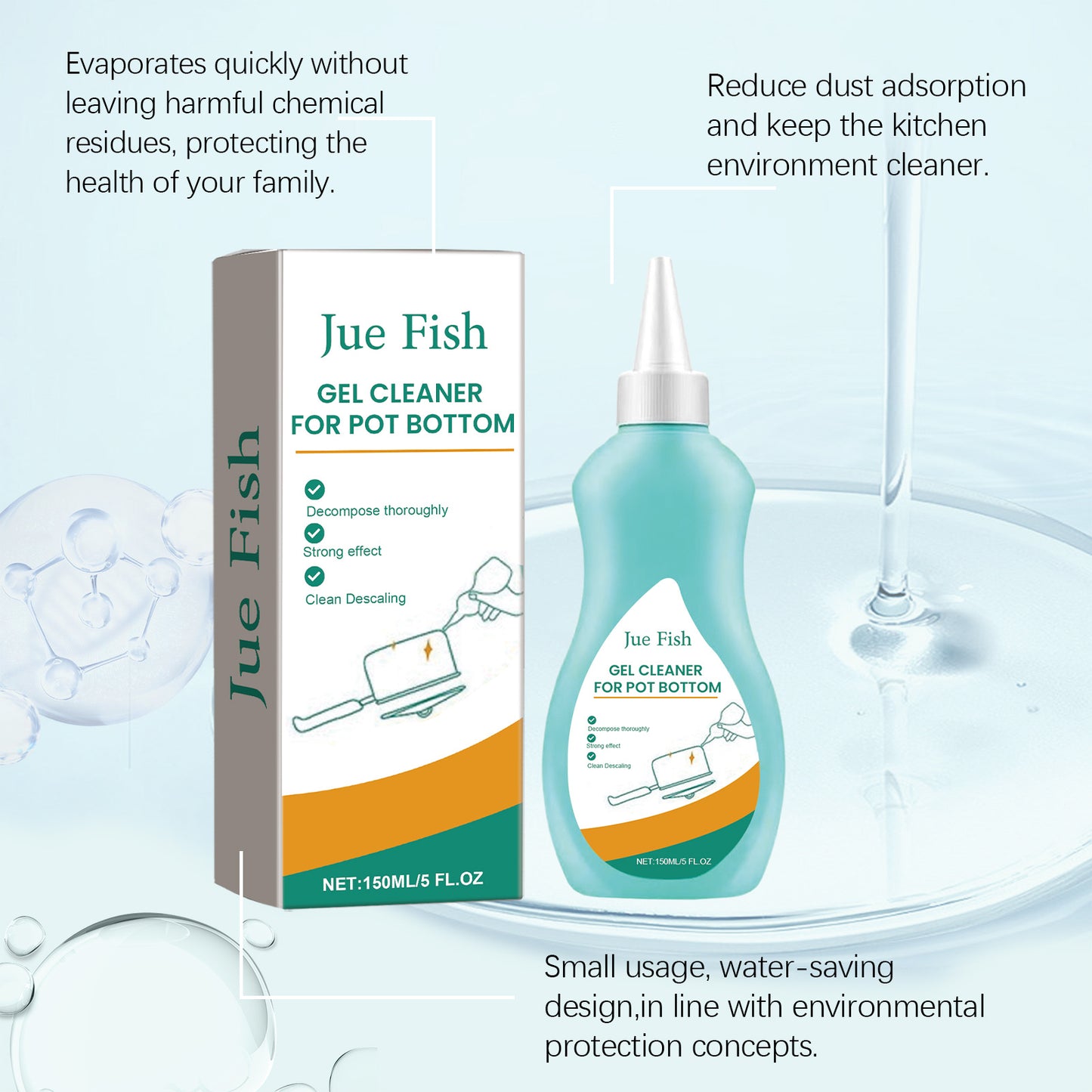 Jue-Fish Kitchen Cleaner, Cooktop Range Hood Cooker Clean Oil Stains Black Dirt On The Bottom Of The Pan Cleanser