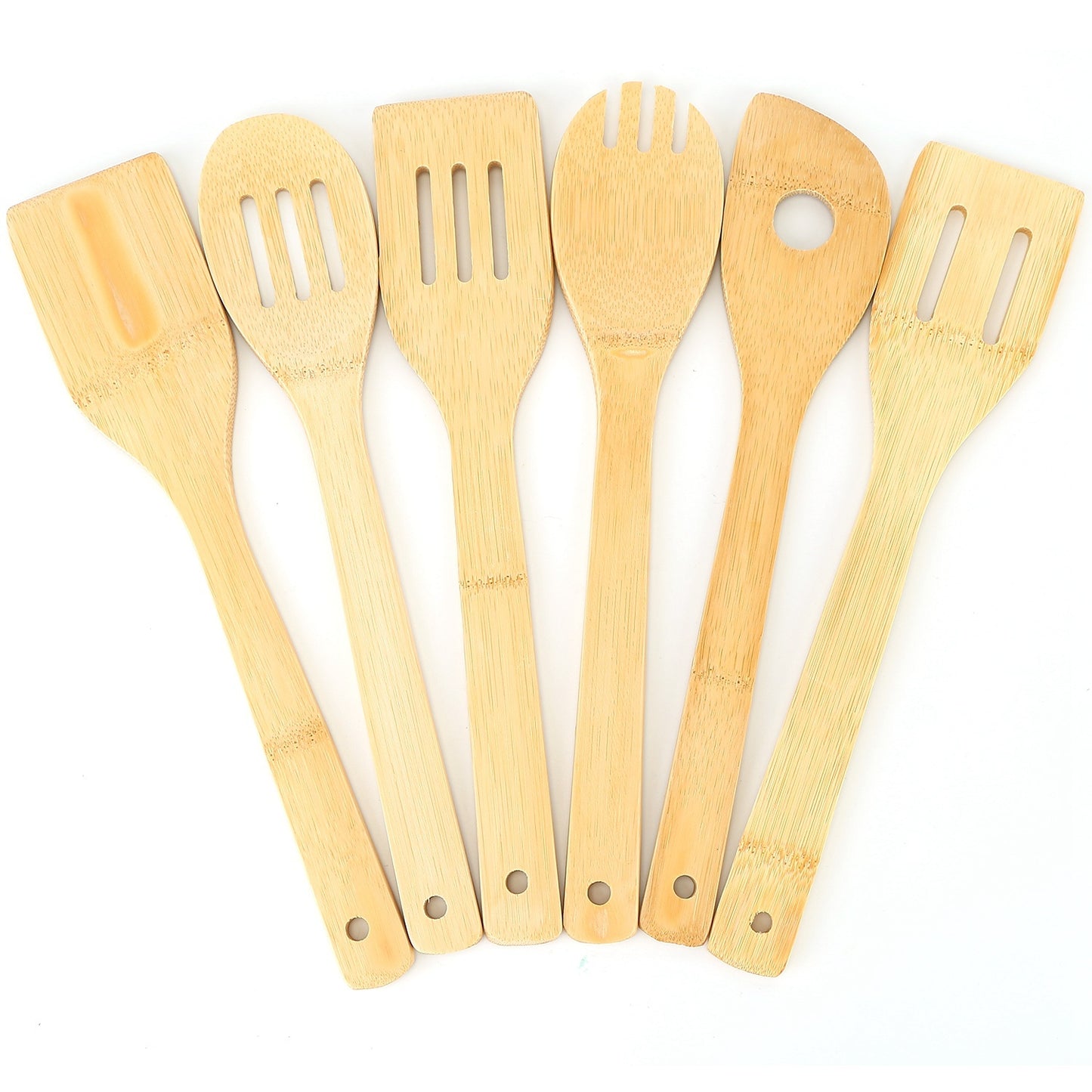 Set Of 6Pcs Cooking Utensil Bamboo Wooden Spoons Spatula Kitchen Cooking Tools Nonstick Wooden Cookware Kitchen Gadgets