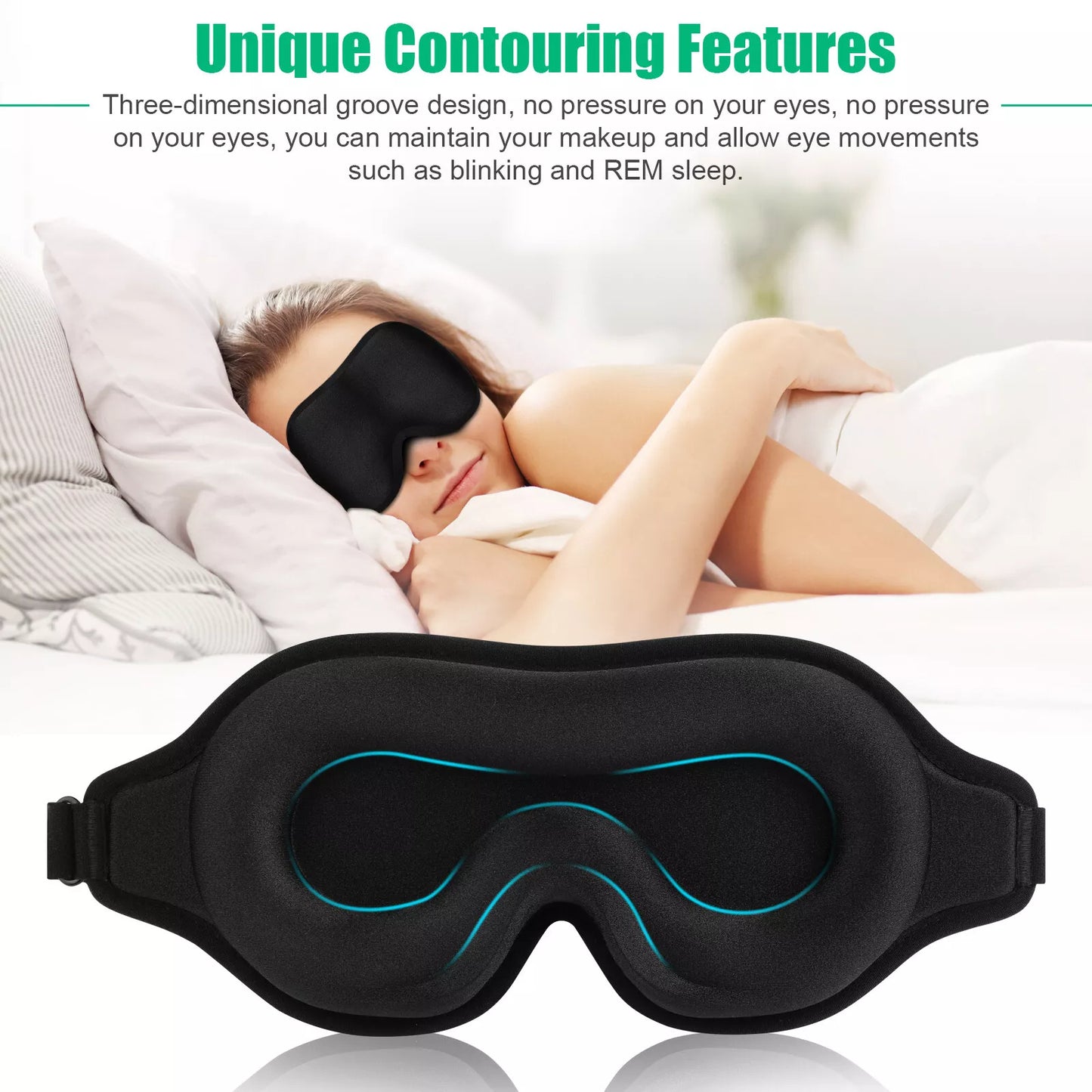 3D Travel Silk Eye Mask Sleeping Soft Padded Shade Cover Rest Relax Blindfold Men Women Night Sleeping Mask Cover Eye - EBS PLATFORM INC.