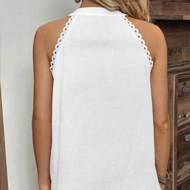 Women's Solid Color V-neck Fashionable Casual Off Shoulder Vest Top