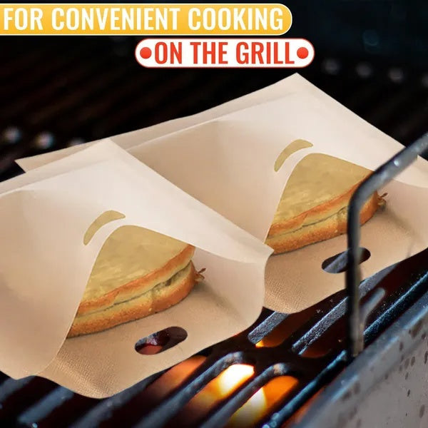 12Pcs Non Stick Toaster Bags Reusable 6.7 X7.5 Inch Grilled Cheese Bags Heat Resistant & Easy To Clean Mess Free Toasting Sandwiches Panini & More Compatible With Toaster Oven Microwave & Grill