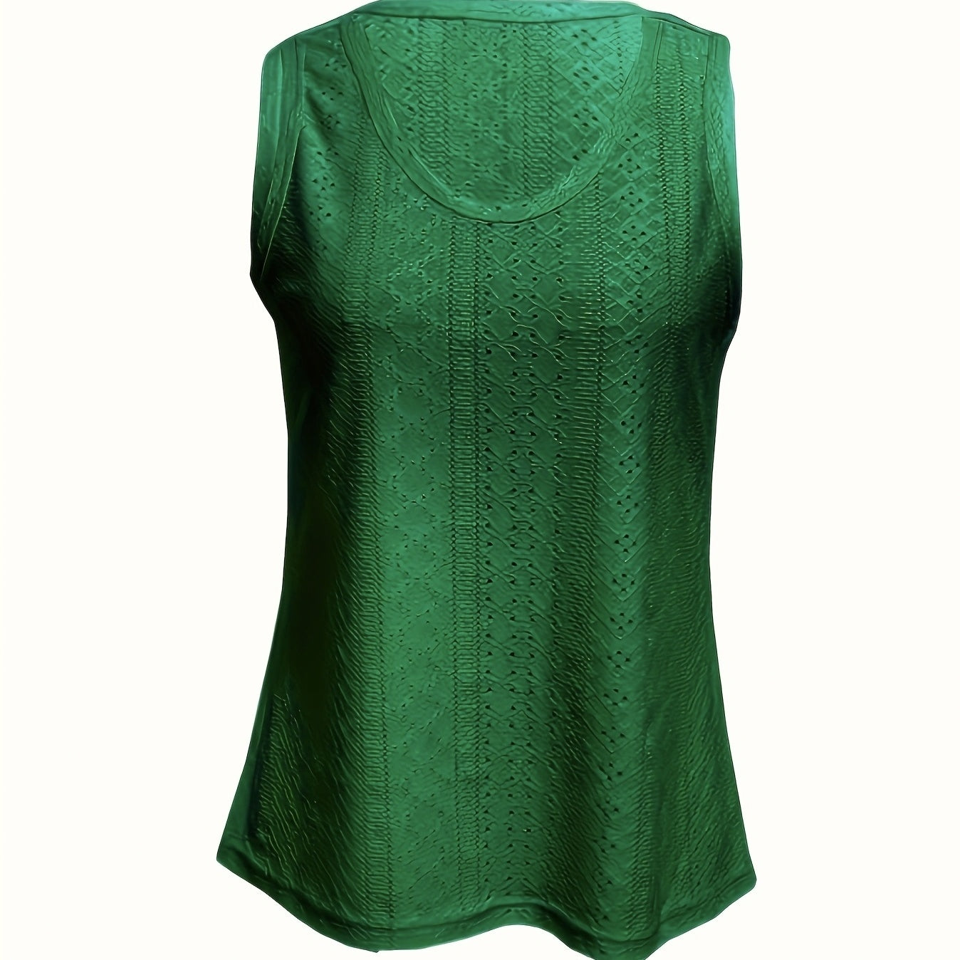 Ladies' Sleeveless Eyelets Embroidered Round Neck Casual Summer Vest Suspender