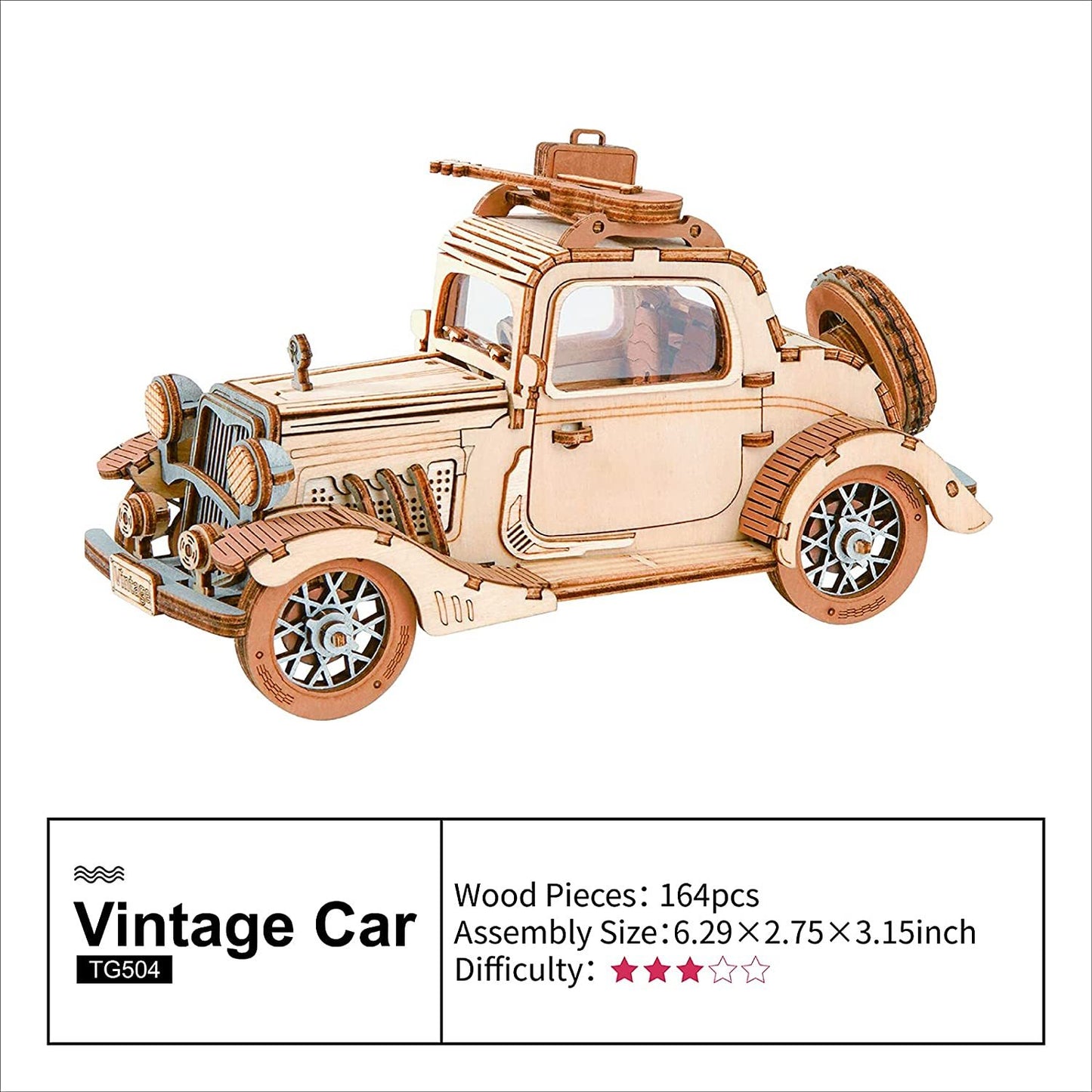Robotime Rolife Vintage Car Model 3D Wooden Puzzle Toys For Chilidren Kids - EBS PLATFORM INC.