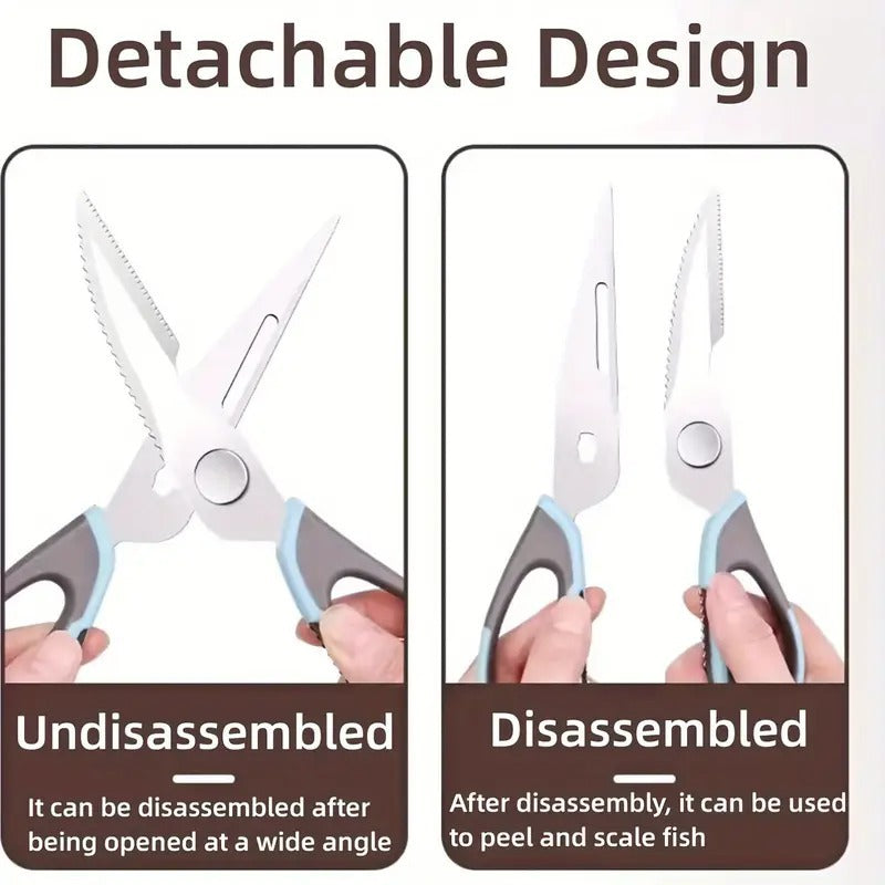 7-in-1 Multi-Purpose Kitchen Scissors With Magnetic Holder - Ultra-Sharp Stainless Steel Blades For Meat, Fish, Vegetables, Nuts & Bottles - Ergonomic Non-Slip Grip, Detachable & Easy To Clean - Profe - EBS PLATFORM INC.