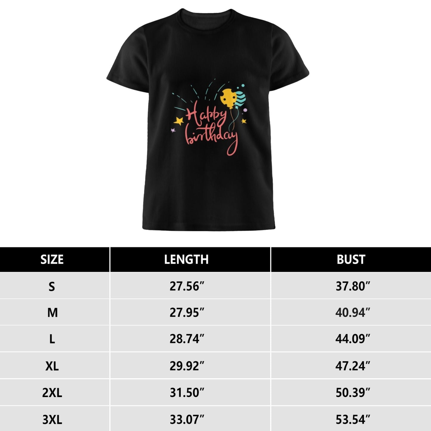 Happy Birthday Men's Pure Cotton Round Neck T-shirt - Slightly Elastic, Suitable For All Seasons Knitted Fabric, Classic Fit Adult Shirt, Birthday Gift