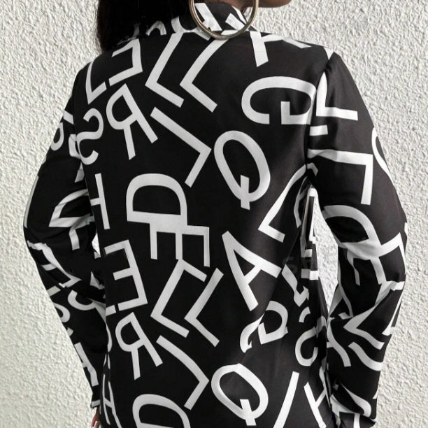 Ladies' Fashionable Temperament And Sexy English Letter Printed Shirt Top