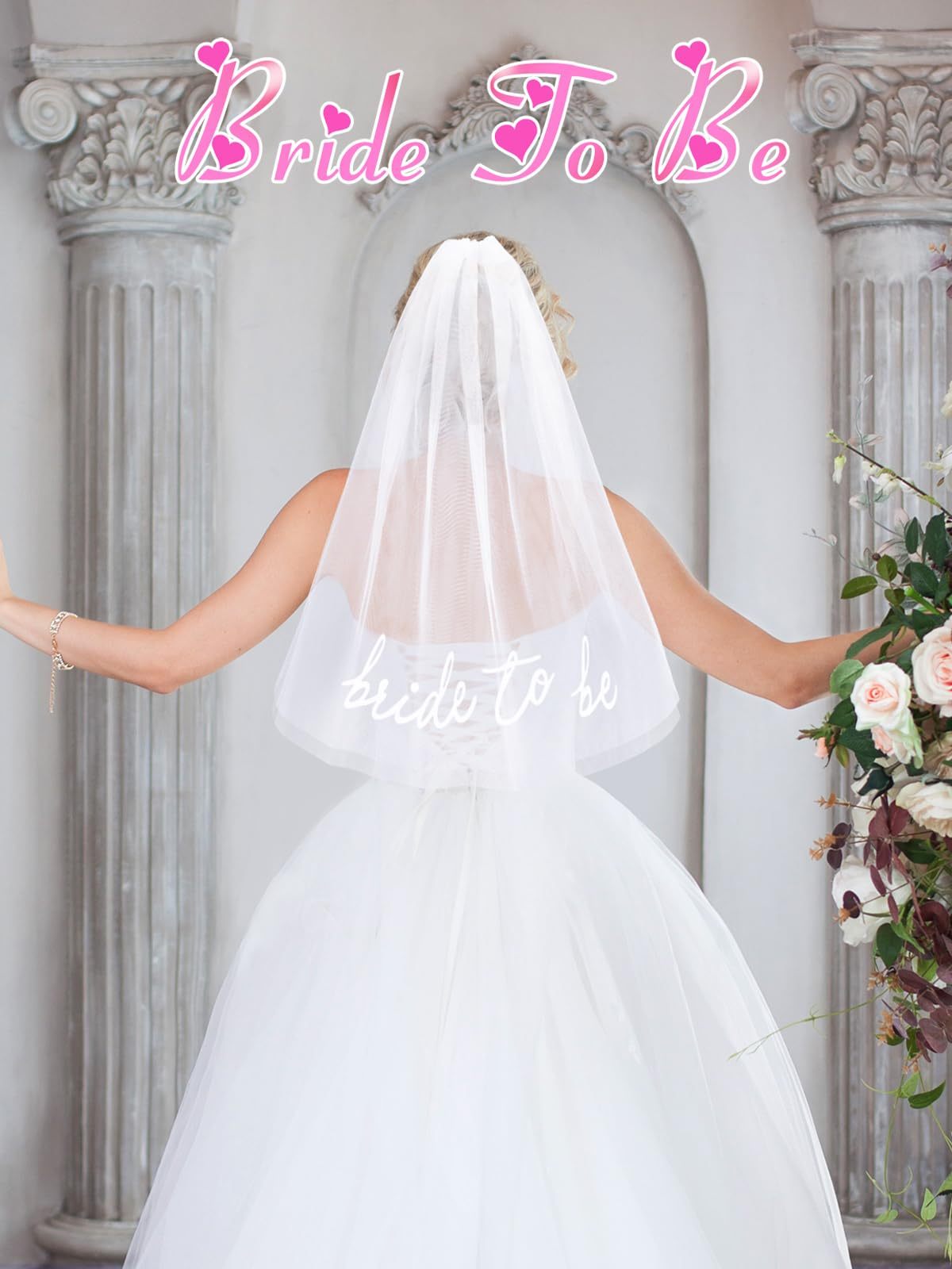 Bride To Be Embroidered Veil Bachelorette Party BachParty Accessory Bride To Be Headband White Bridal Veil Headpiece For Bridal Shower Engagement Party Wedding Bridesmaid Gift,550-8750-M