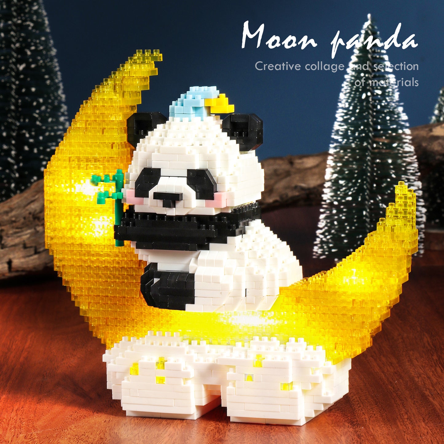 1288PCS Moon Panda Building Block Sets With LED Light, Mini Blocks Building Sets For Adults, Animal Night Lamp, Panda Night Light, DIY Bricks Gift For Adults