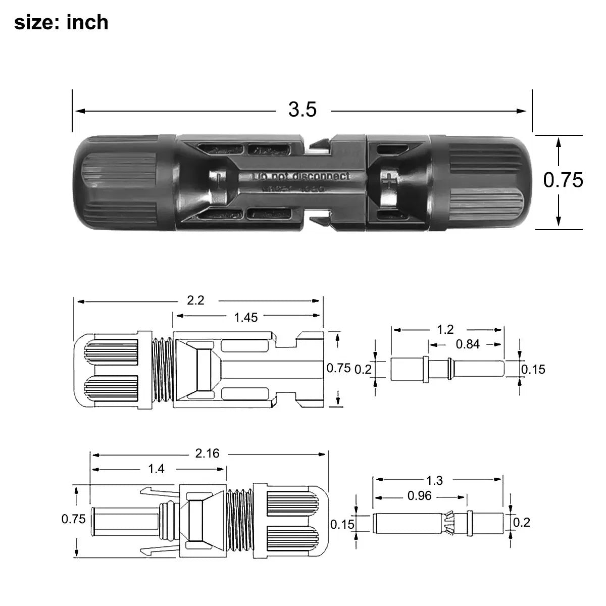 Male Female Solar Cable Connectors For DIY Solar Panel US