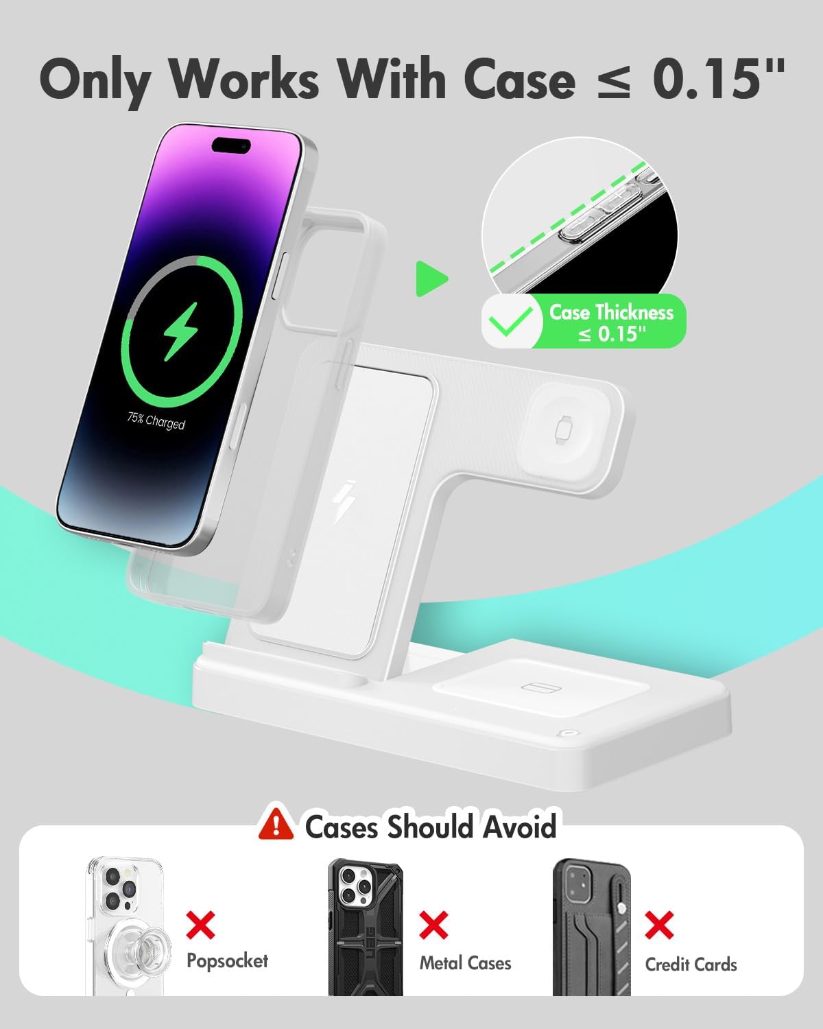 Wireless Charger Charging Station: 3 in 1 Charger Stand for Apple Multiple Devices Product for iPhone 16 15 14 Pro Max 13 12 11 for Watch 10 9 8 7 6 5 4 3 2 SE & Ultra for Airpods 4 3 2 Pro