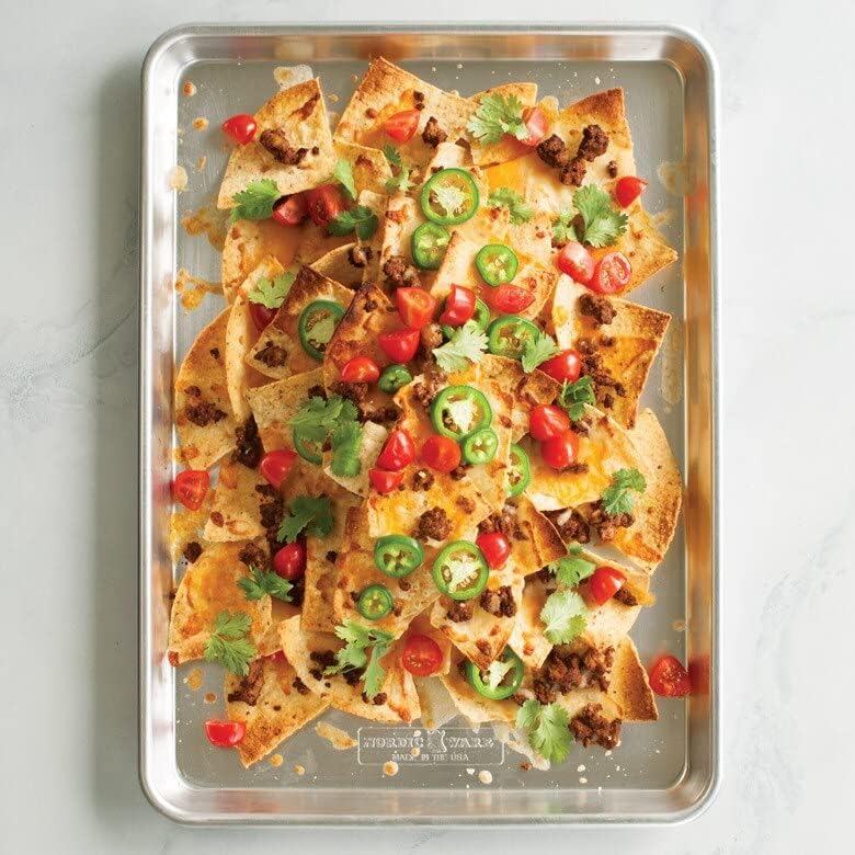 Nordic Ware Naturals Extra Large and Half Sheet Set - USA Made Aluminum Commercial Quality Sheet Pan for Baking or Roasting, Encapsulated Galvanized Steel Rim Prevents Warping, Big Sheet + Half Sheet