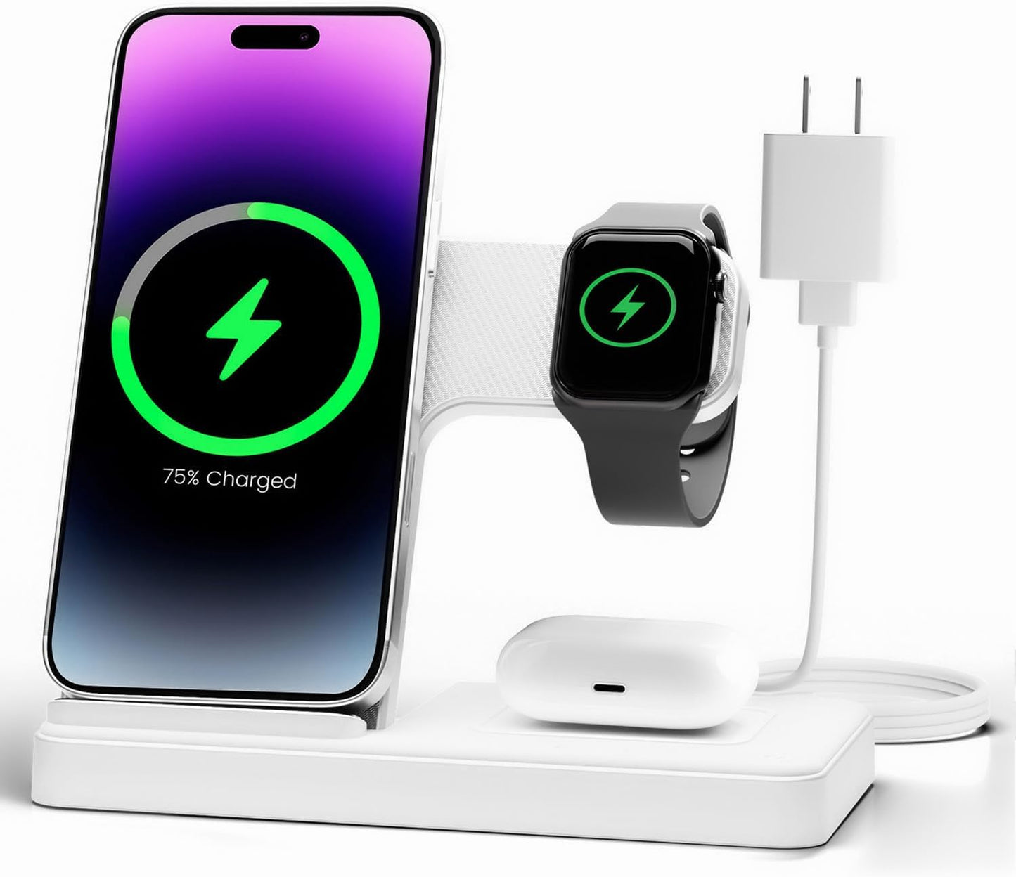 Wireless Charger Charging Station: 3 in 1 Charger Stand for Apple Multiple Devices Product for iPhone 16 15 14 Pro Max 13 12 11 for Watch 10 9 8 7 6 5 4 3 2 SE & Ultra for Airpods 4 3 2 Pro