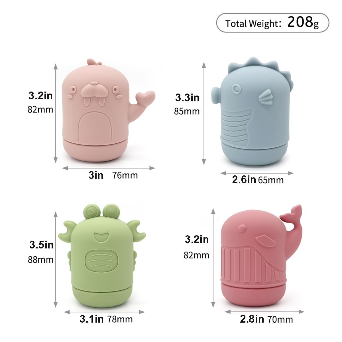 Baby Water Shower Toys Set, Bath Water Toys, Parent-child Interactive Toys, 4 Pieces --ocean Color- Safe Soft Rubber Material, The Bath Does Not Cry, Let The Baby Love The Bath - EBS PLATFORM INC.