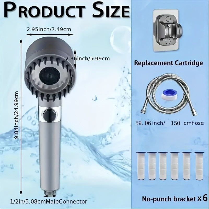 Stainless Steel Fixture - 5 Filter Shower Set, With 3 Adjustable Modes, Stainless Steel Panel And Adapter, Perfect Christmas Gift, Christmas Shower. My Order