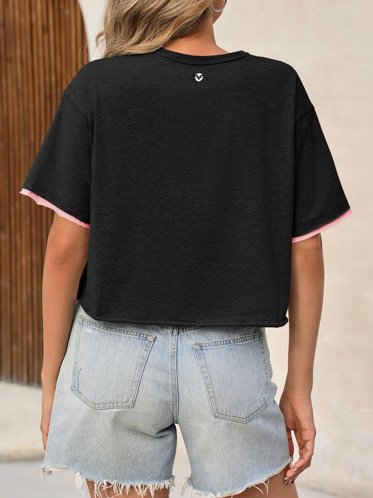 Womens Crop Tops Casual Short Sleeve Crewneck Loose Fit Basic Summer Workout Running T Shirts