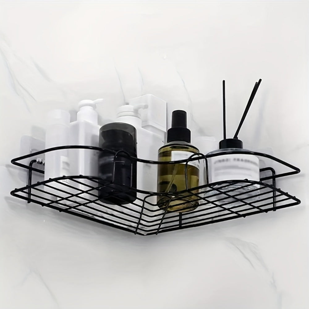 1pc Wall Mounted Bathroom Shelf, Shower Caddy Rack, No Punching Triangle Storage Rack For Bathroom Kitchen, Bathroom Accessories - EBS PLATFORM INC.
