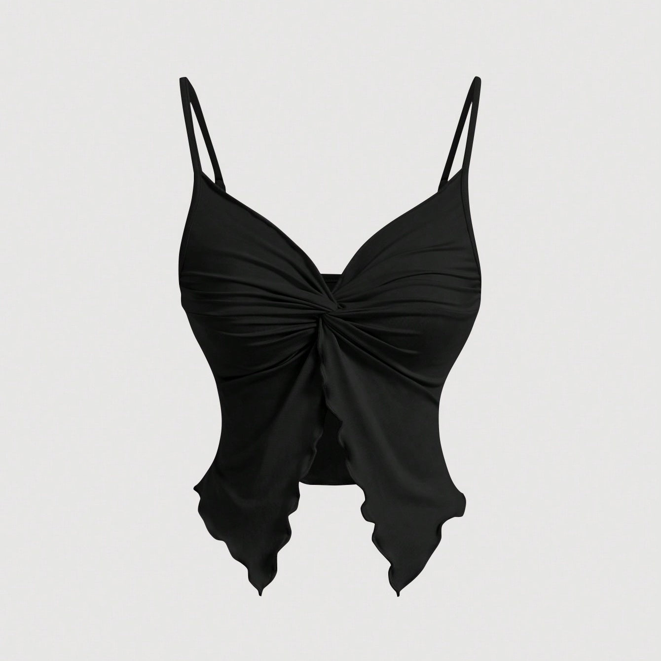 Ladies' Fashionable Solid Color Suspender Butterfly Shaped Irregular V-neck Top Sexy Vacation Style Top