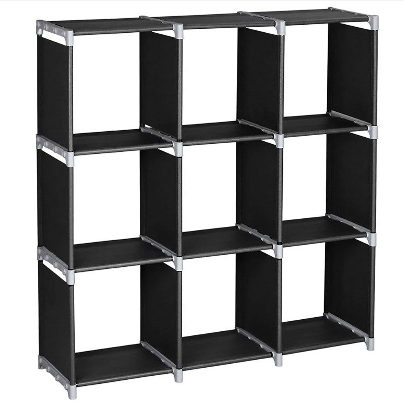 Simple Black 3layer 9grid Storage Cabinet Bookshelf