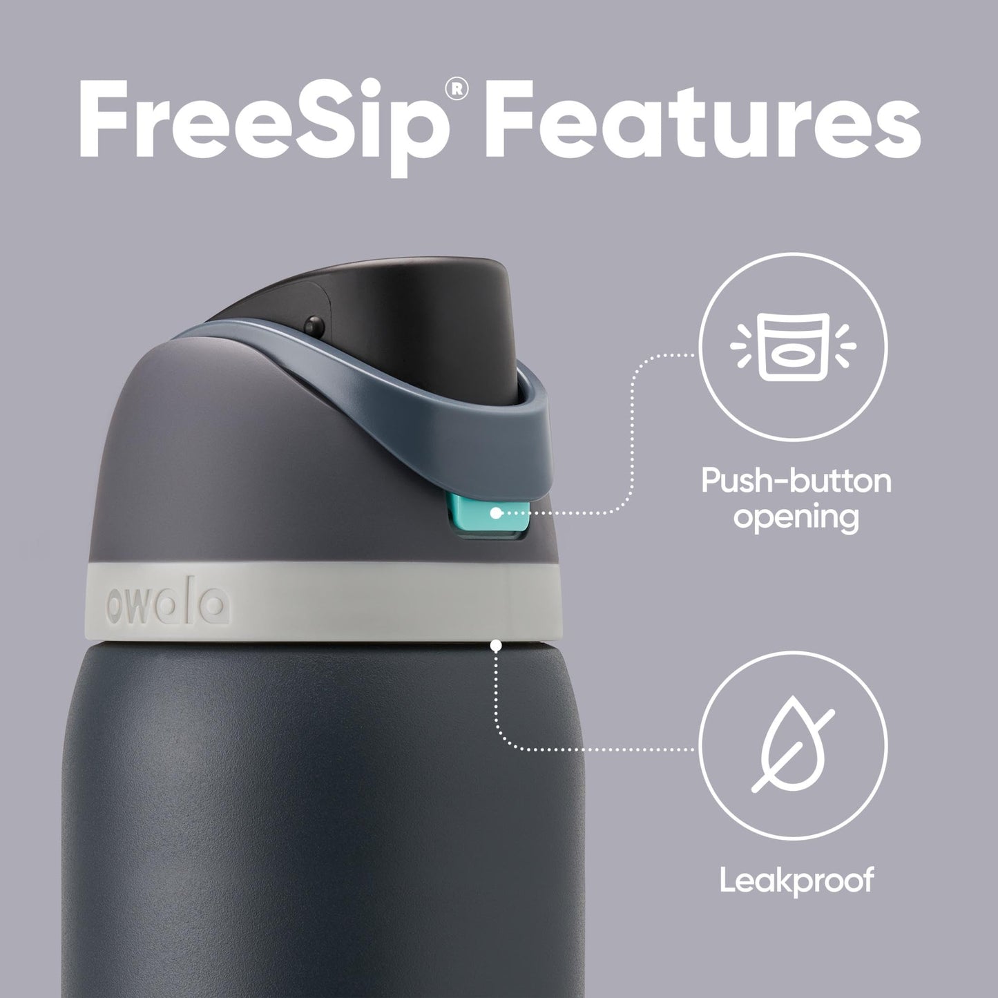 Owala FreeSip Insulated Stainless Steel Water Bottle with Straw, BPA-Free Sports Water Bottle, Great for Travel, 24 Oz, Denim