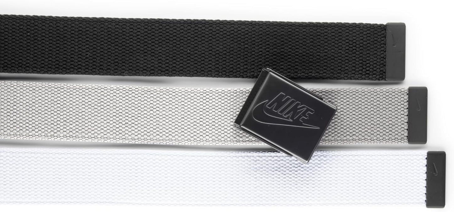 Nike Men's 3 Pack Golf Web Belt -One-Size up to 42"
