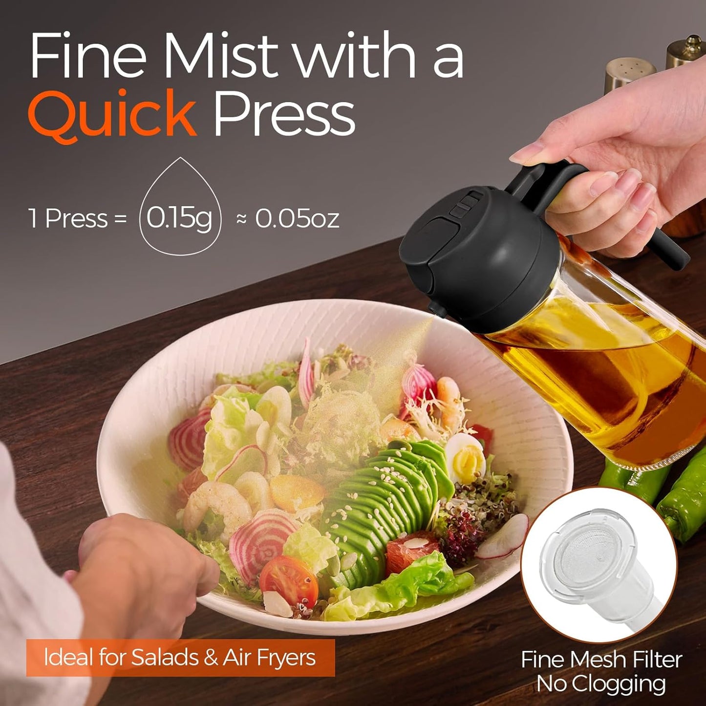YARRAMATE 16oz Glass Olive Oil Sprayer Dispenser Bottle for Cooking & BBQ