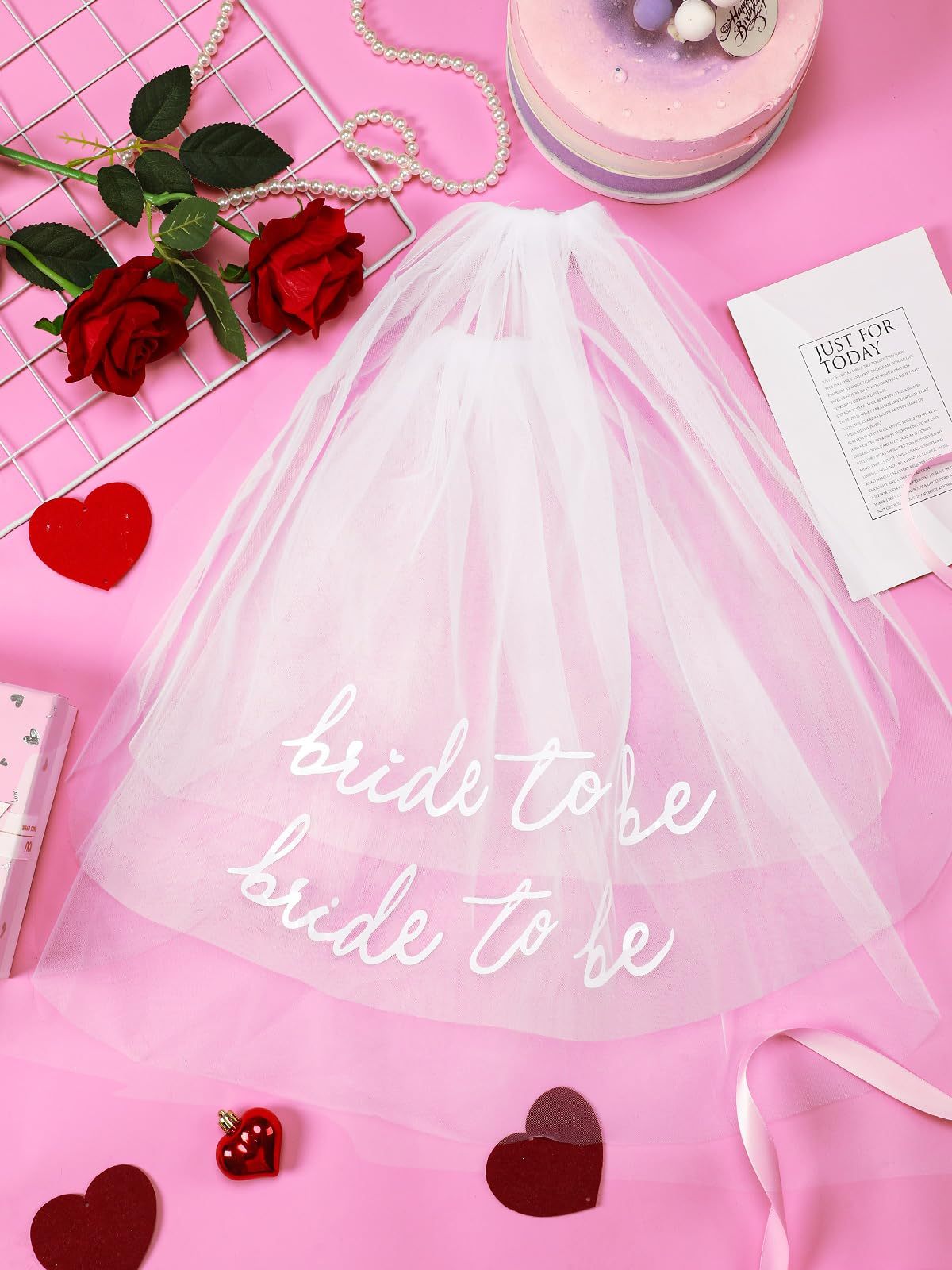 Bride To Be Embroidered Veil Bachelorette Party BachParty Accessory Bride To Be Headband White Bridal Veil Headpiece For Bridal Shower Engagement Party Wedding Bridesmaid Gift,550-8750-M