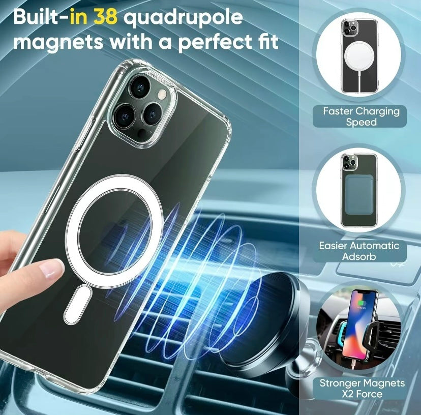 MagSafe Compatible Case for iPhone 15/14 Plus, Pro, Pro Max – Military-Grade Shockproof Protection, Magnetic Hybrid Phone Cover