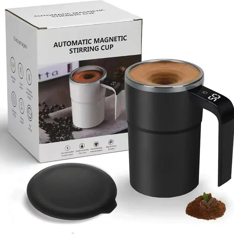 Automatic Coffee Stirring Cup, Stainless Steel Self-stirring Coffee Cup With Lid, Automatic Stirring, LED Intelligent Display Temperature - EBS PLATFORM INC.