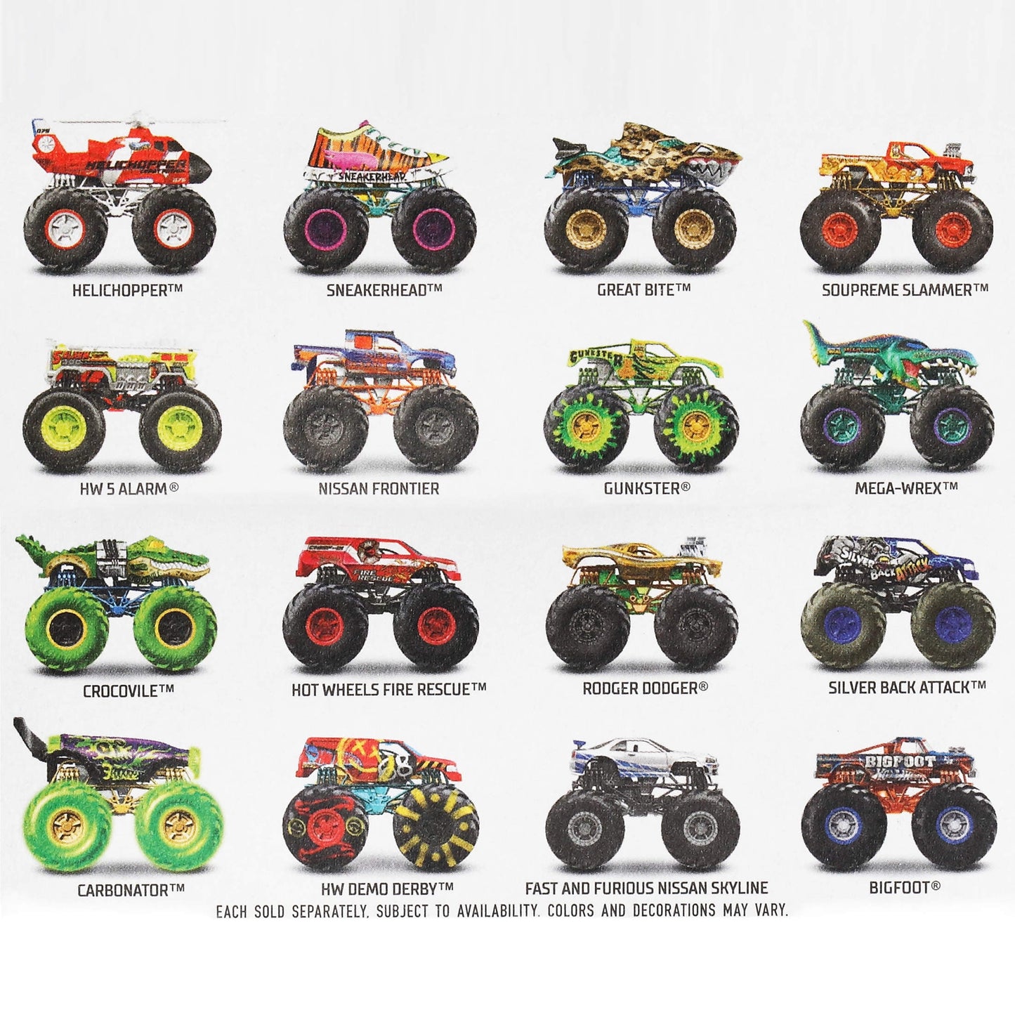 Hot Wheels Monster Trucks, 1:64 Scale Toy Truck & 1 Crushable Car (Styles & Colors May Vary, Items May Not Be Pictured)