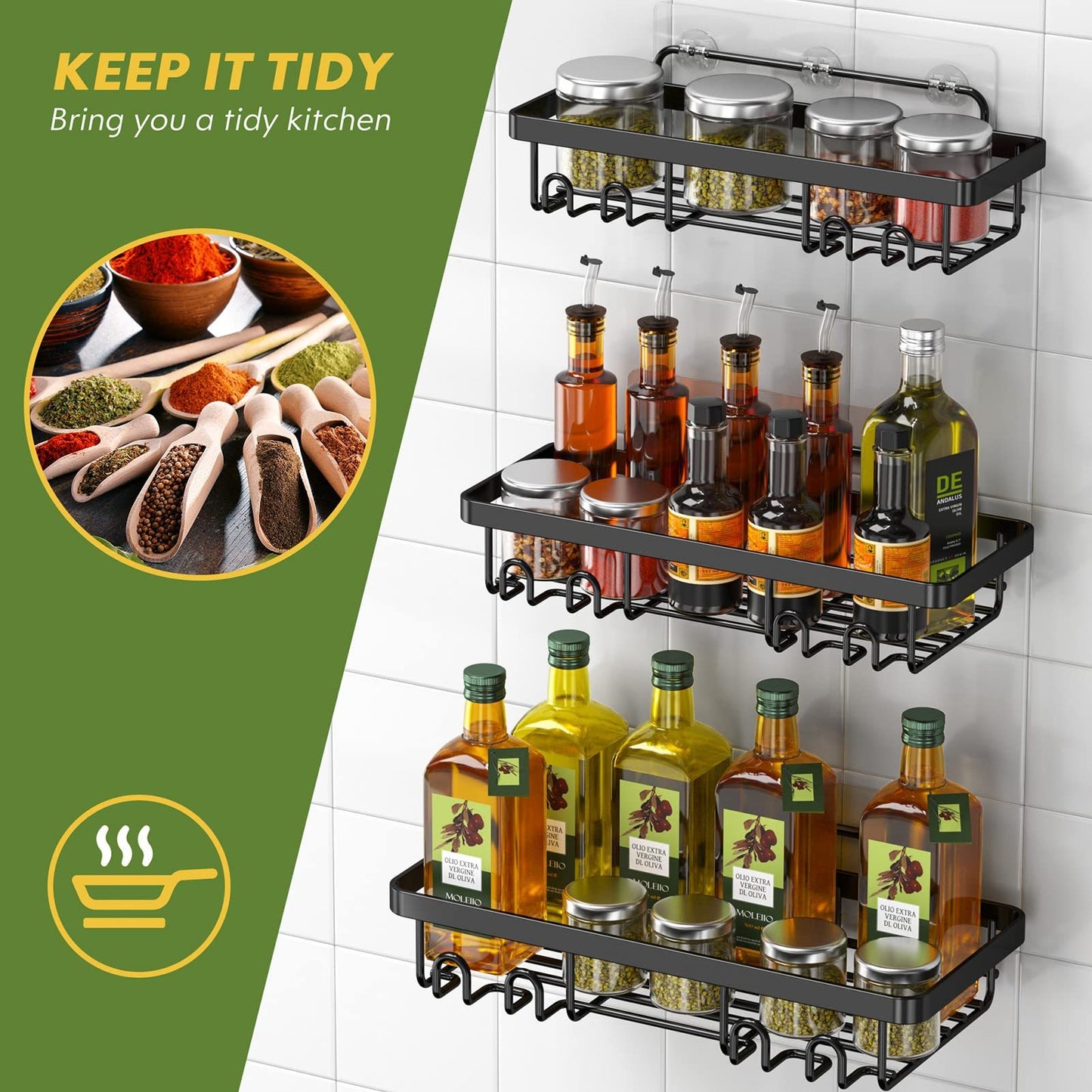 Heavy-duty Wall-mounted Shower Shelf Storage Accessories, Including Soap Dish And Toothbrush Holder, Suitable For Bathroom, Home And Kitchen, Black - EBS PLATFORM INC.