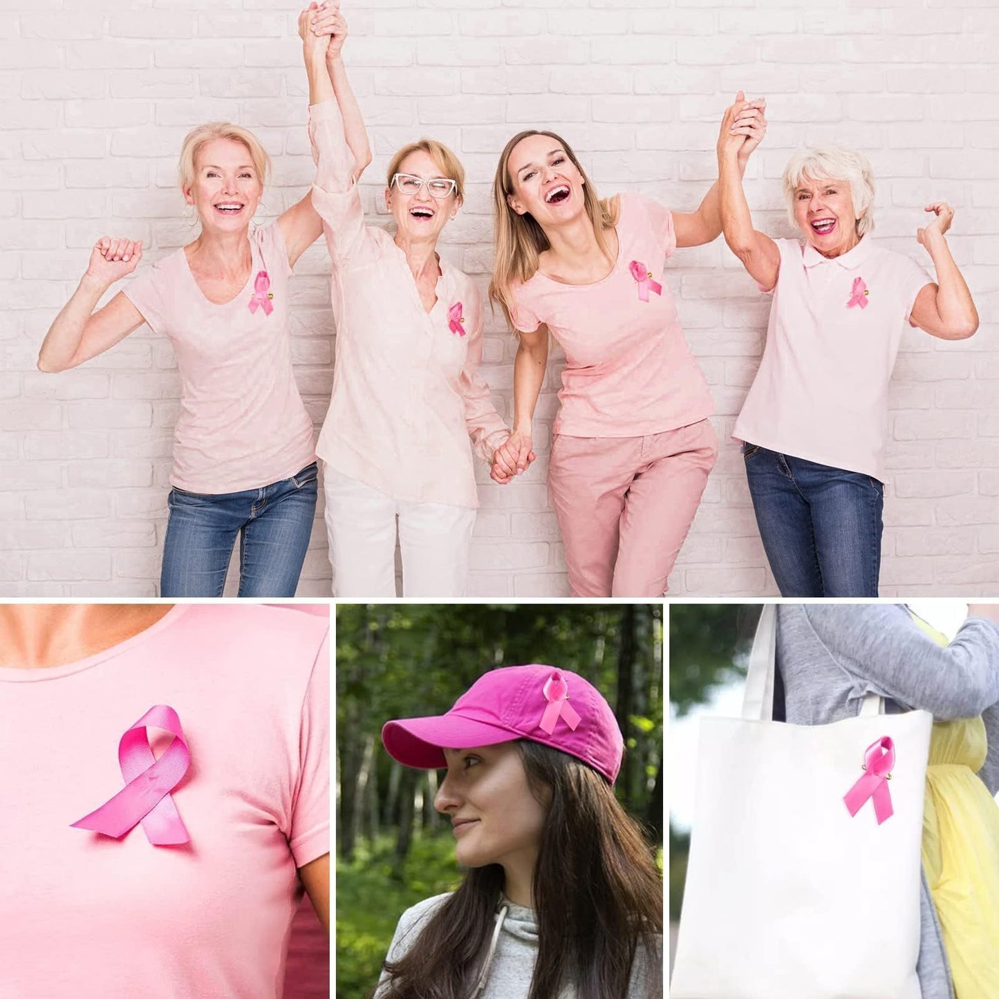 Halatool 100 Pink Ribbon Pins For Breast Cancer Awareness, Gifts For Women And Girls, Public & Social Events, Charity Party Supplies, Events-Selling On Amazon Is Prohibited