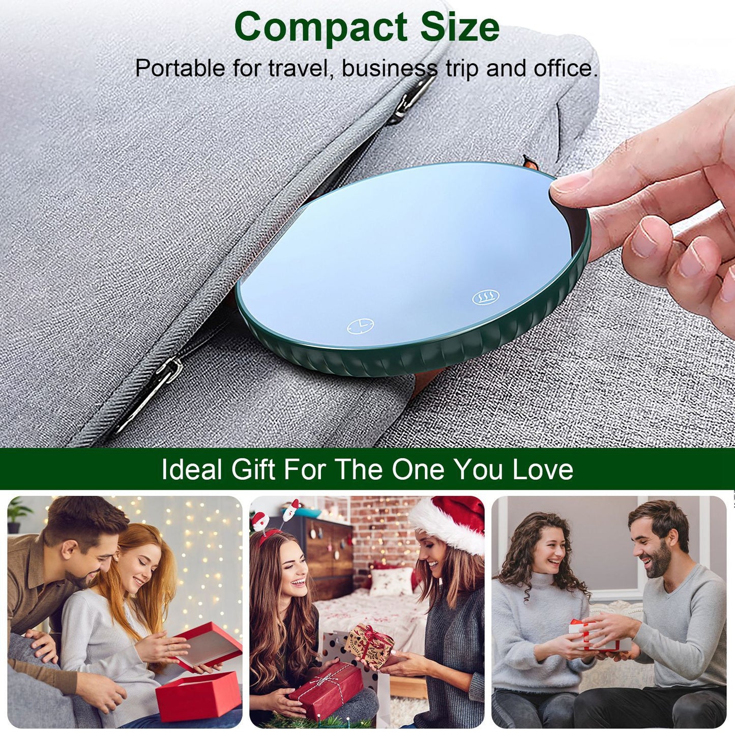 2 Colors Options -- 1Pc Desktop Electric Cup Warmer 8Hours Auto Off Overheating Protection Smart Timer Setting 2 Temperature Levels Ceramic Heating Panel For Office Home