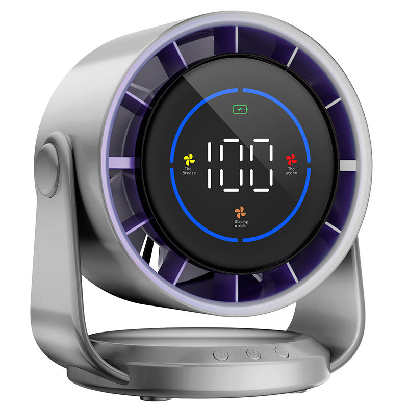 Bladeless USB Fan with Digital Display - High-Speed Desktop Air Circulation Cooling, Rechargeable