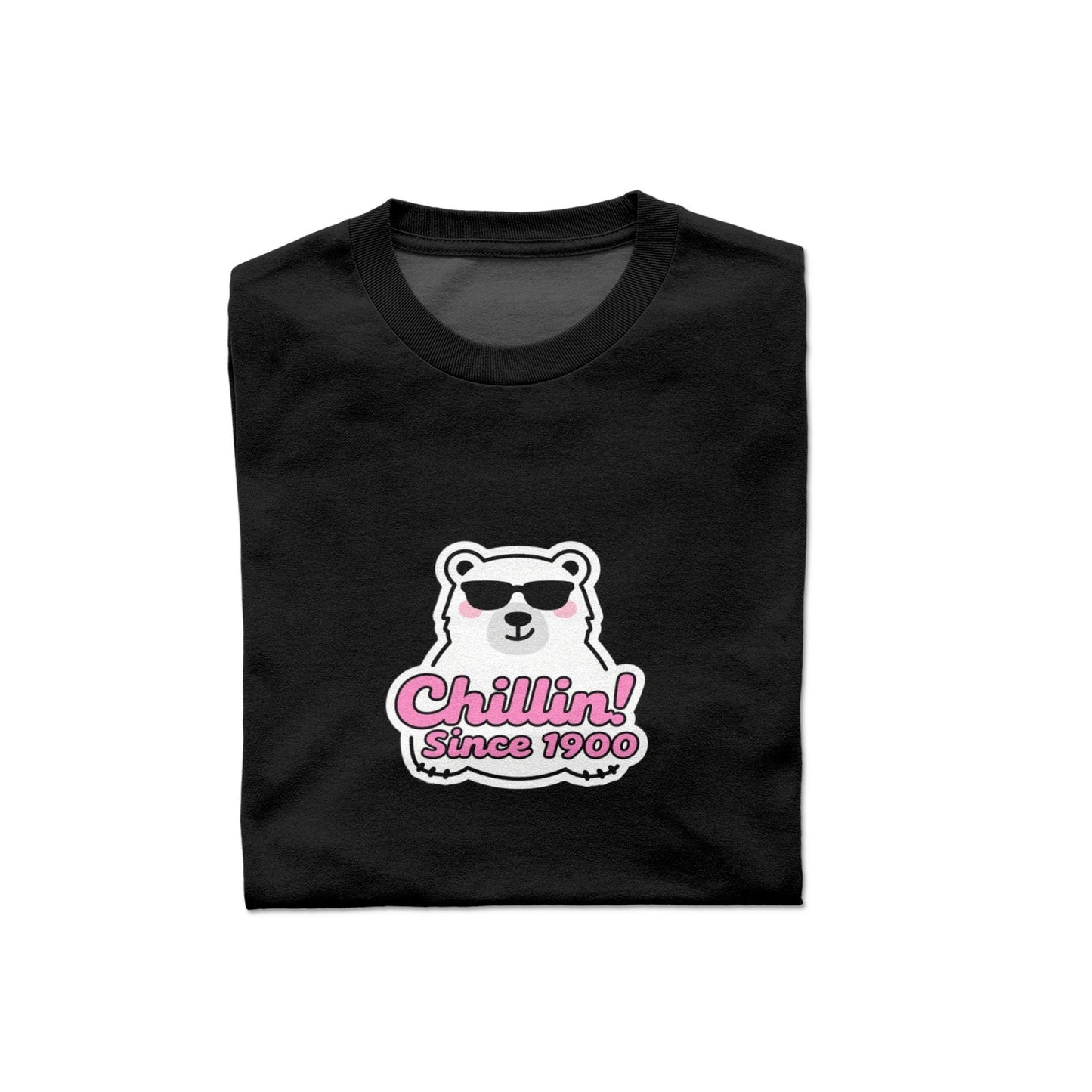 Cartoon Polar Bear Men's Pure Cotton T-shirt - Casual Round Neck, Slightly Elastic, Suitable For Four Seasons Knitted Fabric, Classic Fit Adult Shirt, Couple's Shirt