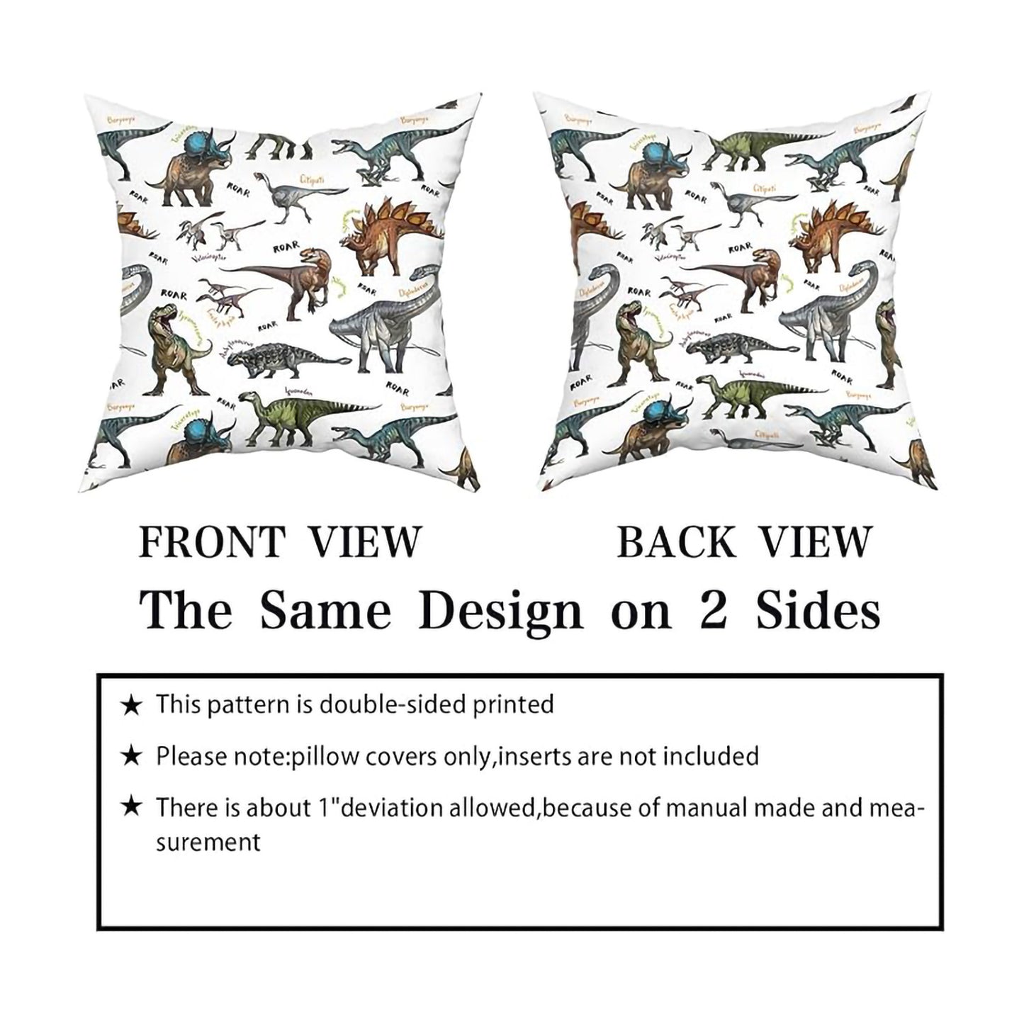 Wild Dinosaur Pillow Cover - Animal Dinosaur Pillowcase Tyrannosaurus Rex Brachiosaurus Dinosaur Pillowcase Square 18x18 Suitable For Boys' Room Home Decoration - EBS PLATFORM INC.