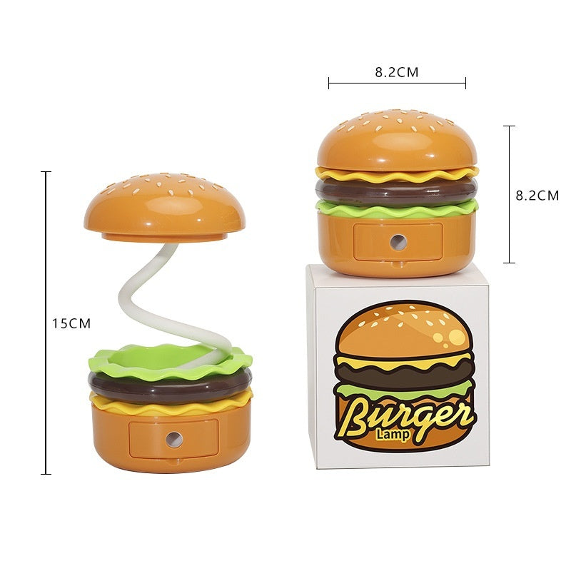 Hamburger LED Night Lamp - Rechargeable Bedside Light for Kids & Home Decor