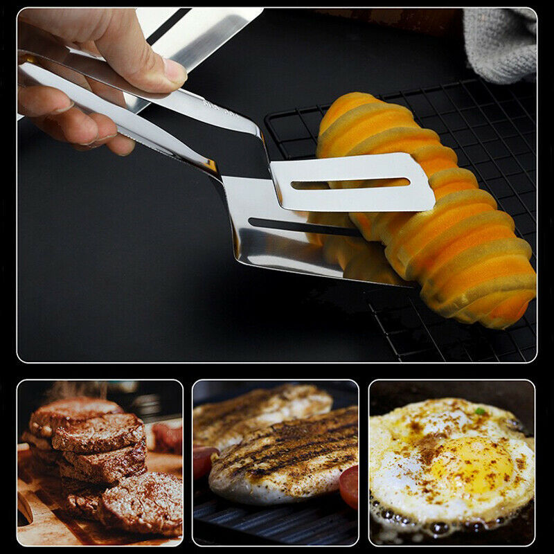 Stainless Steel Steak Clamp Food Bread Meat BBQ Clip Tongs Kitchen Cooking Tool - EBS PLATFORM INC.