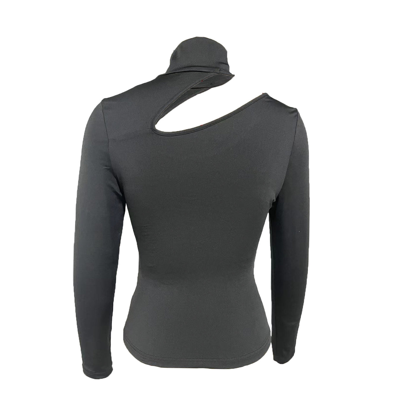 Ladies' Slim Fit, Fashionable, Elegant, Basic, Versatile, Careful Machine, Autumn And Winter High Neck Base Solid Color T-shirt, Chest Hollow Out Slimming Top