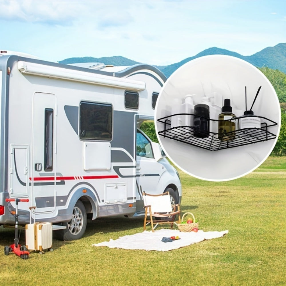 1pc Wall Mounted Bathroom Shelf, Shower Caddy Rack, No Punching Triangle Storage Rack For Bathroom Kitchen, Bathroom Accessories - EBS PLATFORM INC.