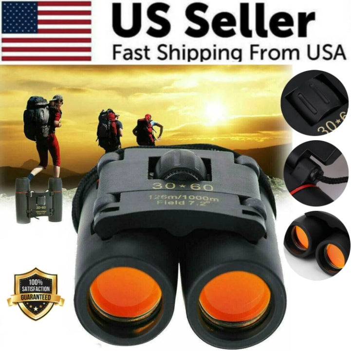 Binoculars 30x60 Zoom Outdoor Travel Compact Folding Telescope Hunting Day Night