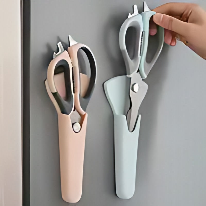 7-in-1 Multi-Purpose Kitchen Scissors With Magnetic Holder - Ultra-Sharp Stainless Steel Blades For Meat, Fish, Vegetables, Nuts & Bottles - Ergonomic Non-Slip Grip, Detachable & Easy To Clean - Profe - EBS PLATFORM INC.