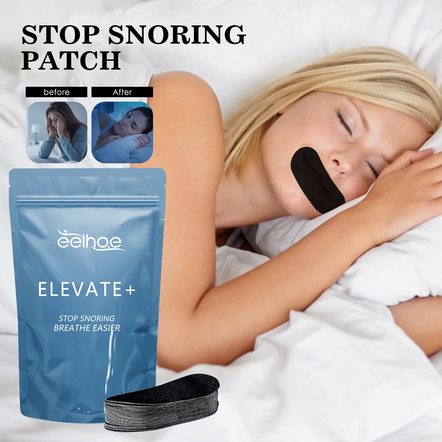 Eelhoe Anti-Snoring Patch Open Mouth Breathing Close Mouth Anti-Snoring Care For Sleeping Adults Anti-Snoring Patch - EBS PLATFORM INC.