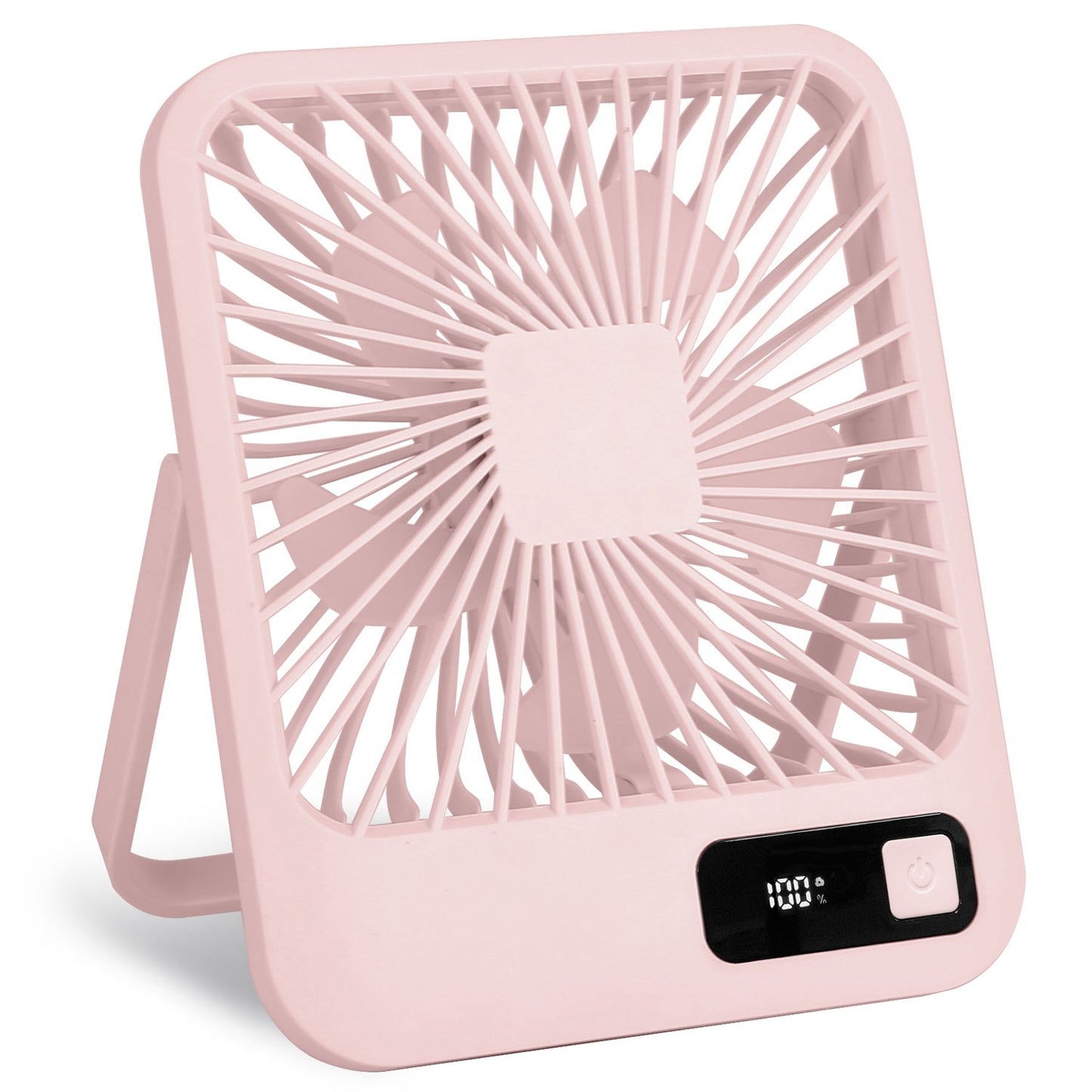 3 Colors Options -- 1Pc Mini Desktop Cooling Fan Rechargeable Battery Powered Personal Fan Speed Adjustment Strong Airflow Quiet Travel Fan With LCD Display For Home Office Travel