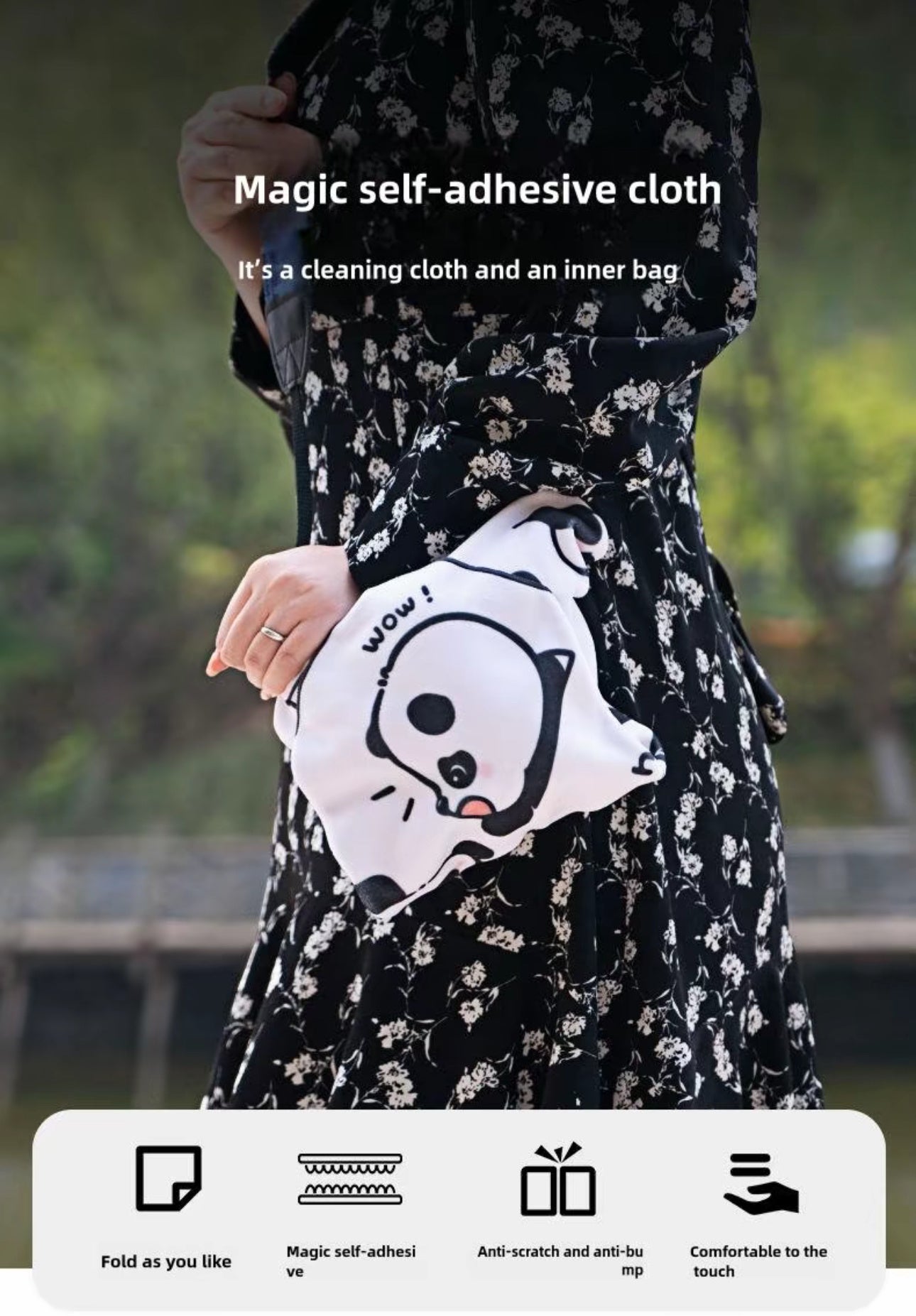 Magical Cloth, Portable Makeup Bag & Camera Bag Stick & Go Design ,One-Piece Makeup, Camera, And IPad Storage, Self-Adhesive, Creative, And Protective