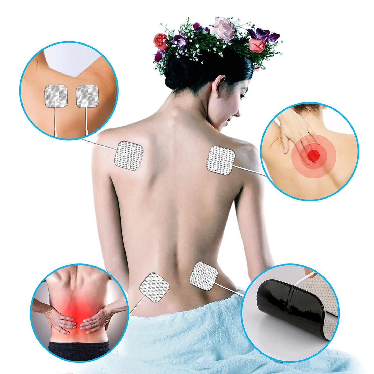 4Pcs Reusable Self Adhesive Replacement Electrode Pads For TENS EMS Unit Muscle Relieve Electrode Pads